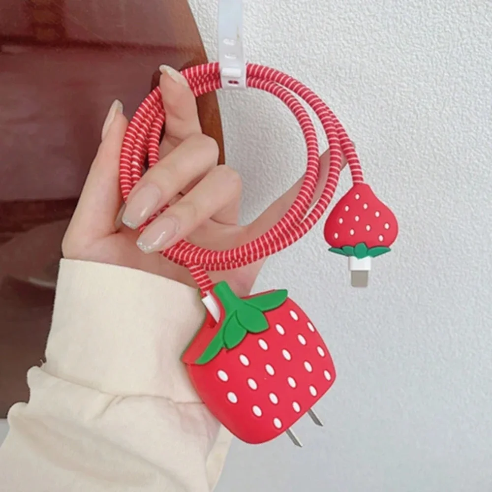 Strawberry iPhone Charger Cover Cable Protectors P04